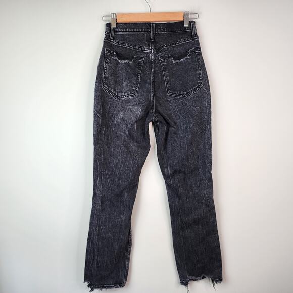 Abercrombie & Fitch Curve Love Ankle Straight Ultra High Rise Jeans 2/26R Black - Picture 6 of 8